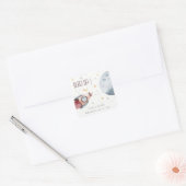 Baby shower voor het ultraviolette ruimtevaartuig vierkante sticker (Envelop)