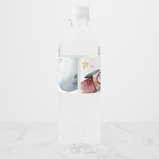 Baby shower voor het ultraviolette ruimtevaartuig waterfles etiket (Achterkant)