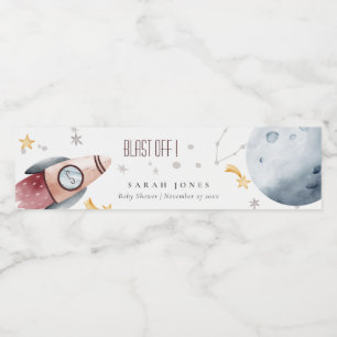 Baby shower voor het ultraviolette ruimtevaartuig waterfles etiket