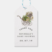  Baby shower voor het vervoer van Floral Baby Cadeaulabel (Voorkant)
