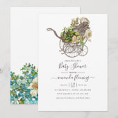  Baby shower voor het vervoer van Floral Baby Kaart (Voorkant / Achterkant)