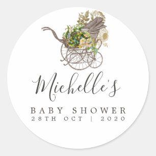 Baby shower voor het vervoer van Floral Baby Ronde Sticker