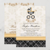 Baby shower VOOR HET VERVOER VAN GEEL- EN ZWARTE D Kaart (Voorkant / Achterkant)