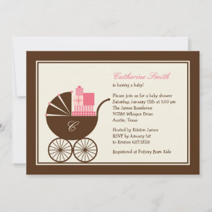 Baby shower voor het vervoer van zoete Baby - Roze Kaart