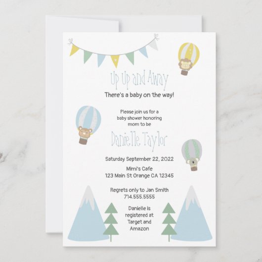 Baby shower voor heteluchtballon kaart (Voorkant)