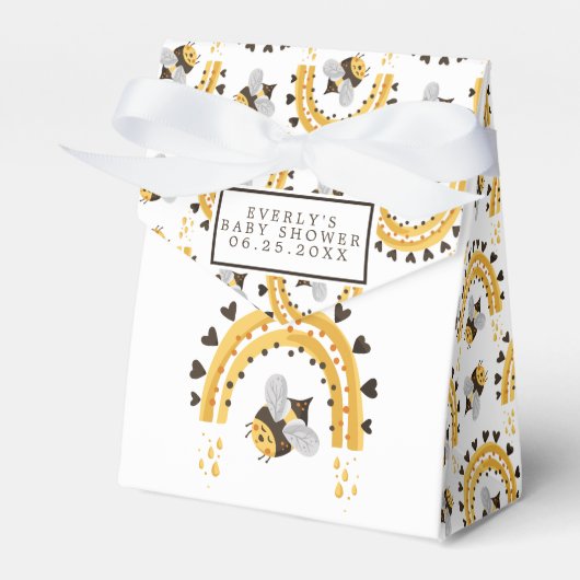 Baby shower voor honingbijen, mod-regenboog bedankdoosjes (Voorkant Zijde)