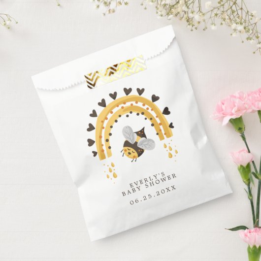 Baby shower voor honingbijen, mod-regenboog bedankzakje (Gezegeld)