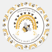 Baby shower voor honingbijen, mod-regenboog ronde sticker (Voorkant)