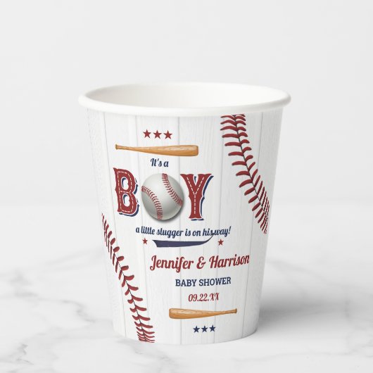 Baby shower voor honkbal papieren bekers (Voorkant)