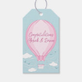 Baby shower voor hot-luchtballon Roze Cadeaulabel (Voorkant)