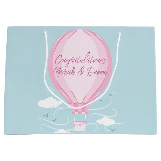 Baby shower voor hot-luchtballon Roze Groot Cadeauzakje (Voorkant)