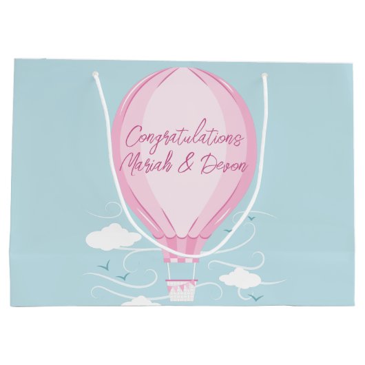 Baby shower voor hot-luchtballon Roze Groot Cadeauzakje (Achterkant)