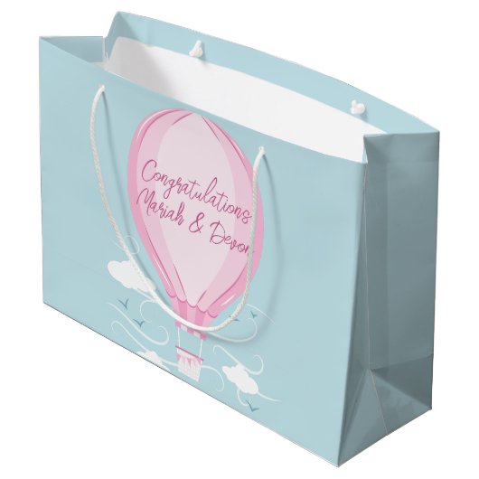 Baby shower voor hot-luchtballon Roze Groot Cadeauzakje (Achterkant Gekanteld)
