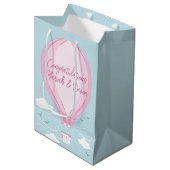 Baby shower voor hot-luchtballon Roze Medium Cadeauzakje (Voorkant Gekanteld)