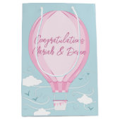 Baby shower voor hot-luchtballon Roze Medium Cadeauzakje (Voorkant)