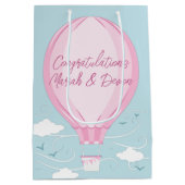 Baby shower voor hot-luchtballon Roze Medium Cadeauzakje (Achterkant)
