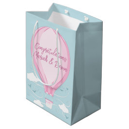 Baby shower voor hot-luchtballon Roze Medium Cadeauzakje