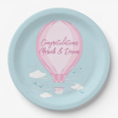 Baby shower voor hot-luchtballon Roze Papieren Bordje (Voorkant)