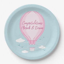 Baby shower voor hot-luchtballon Roze Papieren Bordje