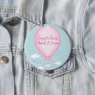 Baby shower voor hot-luchtballon Roze Ronde Button 4,0 Cm