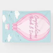 Baby shower voor hot-luchtballon Roze Spandoek (Horizontaal)