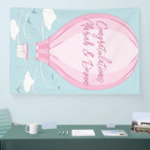 Baby shower voor hot-luchtballon Roze Spandoek (Beurs)