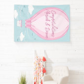 Baby shower voor hot-luchtballon Roze Spandoek (Insitu)
