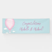 Baby shower voor hot-luchtballon Roze Spandoek (Horizontaal)