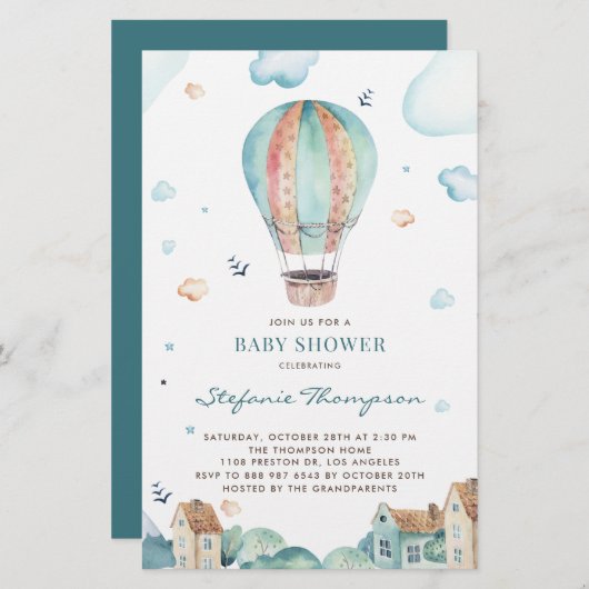  Baby shower voor hot-luchtballonjongen (Voorkant / Achterkant)