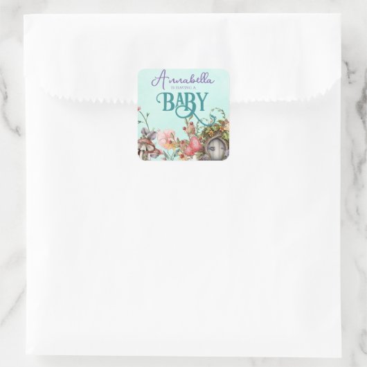 Baby shower voor ingerichte boerendedeur vierkante sticker (Tas)