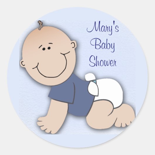 Baby shower voor jongen ronde sticker (Voorkant)