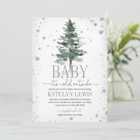 Baby shower voor kerstbomen kaart (Staand voorkant)