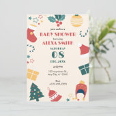 Baby shower voor kerstcadeaus kaart (Staand voorkant)