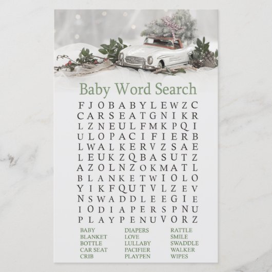 baby shower voor kerstdecor Word Search Game (Voorkant)