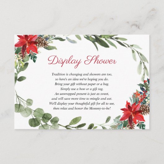 Baby shower voor kerstflorale display informatiekaartje (Voorkant)