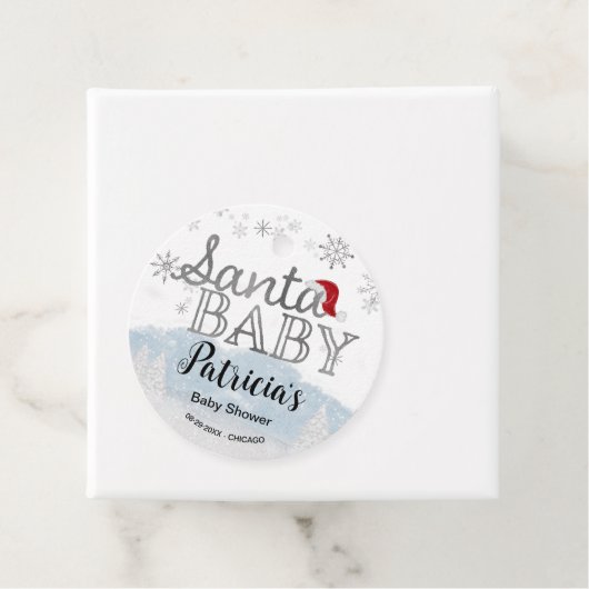 Baby shower voor kerstjongen met kerstmis Baby Bedankjes Labels (In situ)