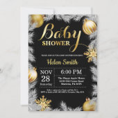 Baby shower voor kerstmis en gouden winterkerstmis kaart (Voorkant)