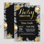 Baby shower voor kerstmis en gouden winterkerstmis kaart (Voorkant / Achterkant)
