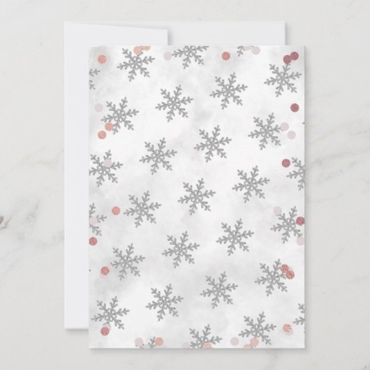 Baby shower voor Kerstmis in de winter van roze me Bedankkaart (Achterkant)