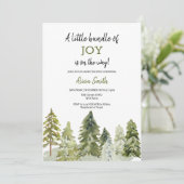 Baby shower voor kerstmis met bospine kaart (Staand voorkant)