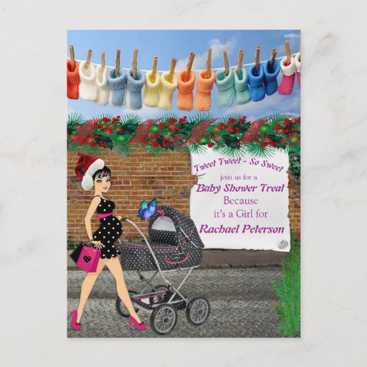 Baby shower voor kerstpoly-Dot Street Briefkaart (Voorkant)