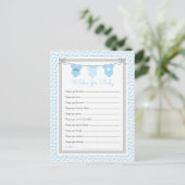 Baby shower voor kinderblauw-grijs briefkaart (Staand voorkant)