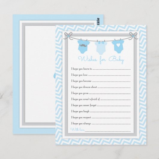 Baby shower voor kinderblauw-grijs briefkaart (Voorkant / Achterkant)