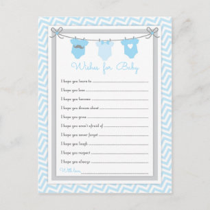 Baby shower voor kinderblauw-grijs briefkaart