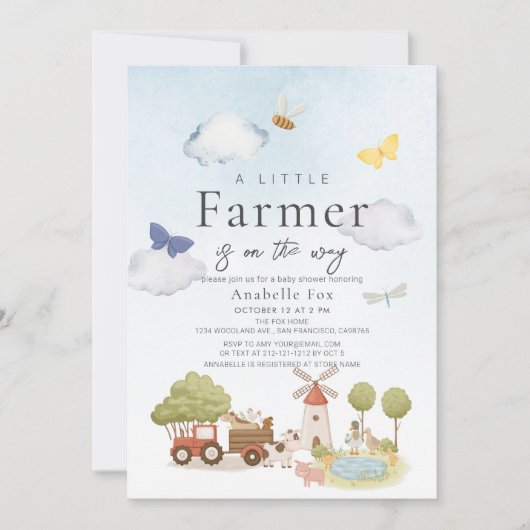 Baby shower voor kleine boerderijdieren kaart (Voorkant)