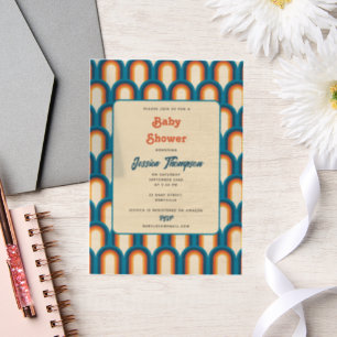 Baby shower voor kleurrijk retroflectorpatroon voo vellum uitnodigingen