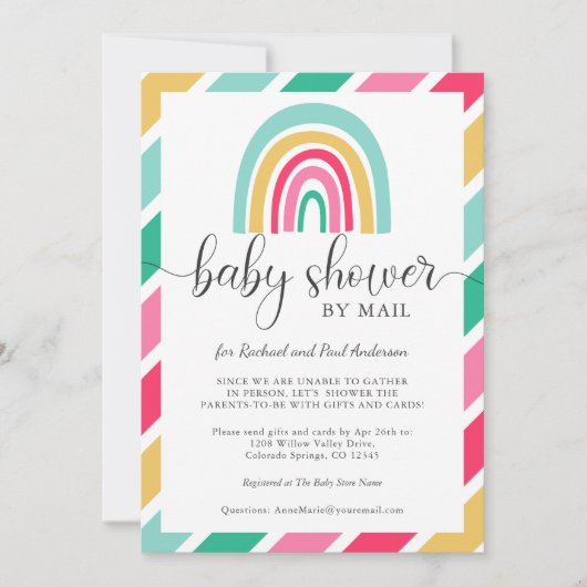 Baby shower voor kleurrijke regenboog per post kaart (Voorkant)