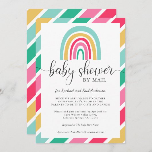 Baby shower voor kleurrijke regenboog per post kaart (Voorkant / Achterkant)