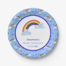 Baby shower voor kleurrijke regenboogregendruppels papieren bordje