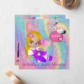 Baby shower voor kleurrijke regenboogspieren notitiekaartje (Voorkant / Achterkant in situ)